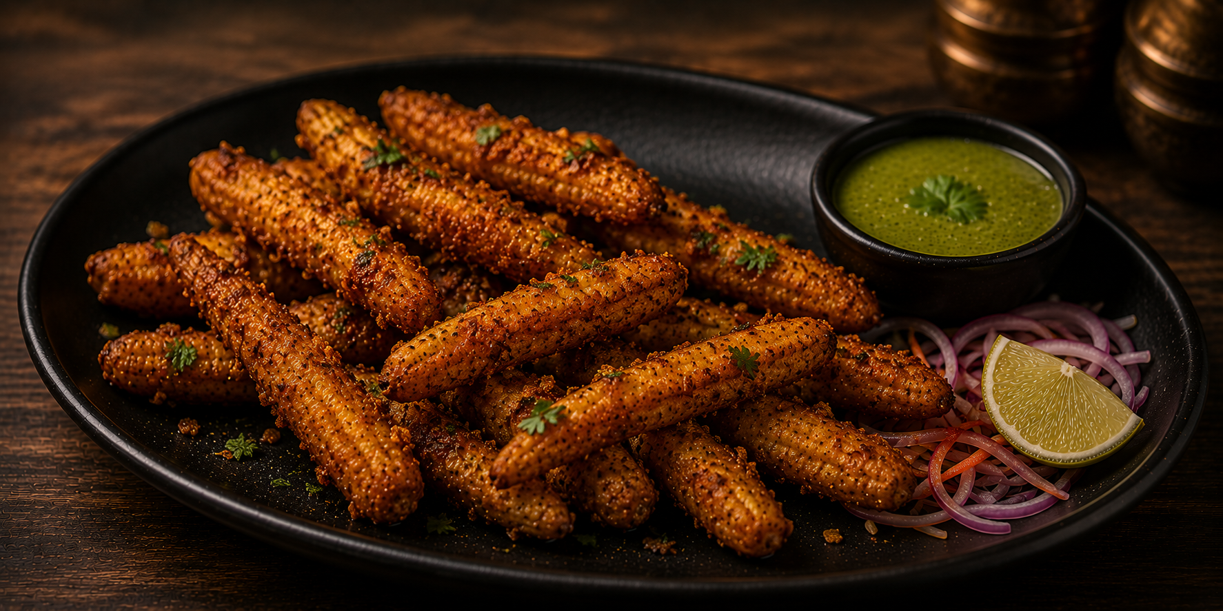 crispy baby corn at Hotel Prachi family restaurant Pune
